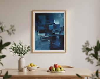Blue Abstract Wall Art – Modern Minimalist Art Print, Contemporary Painting, Digital Download