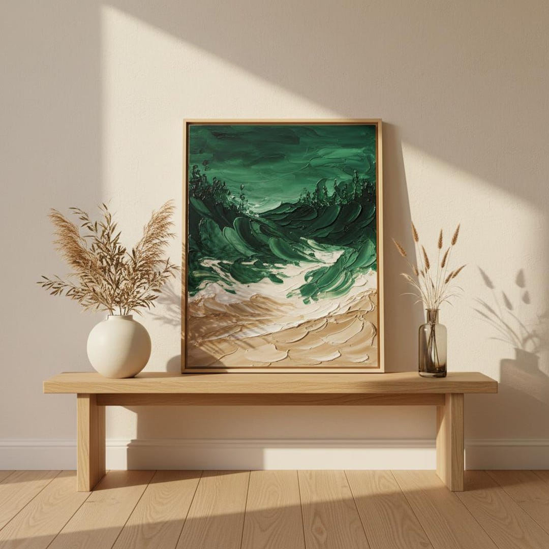 Emerald Green Abstract Painting – Modern Nature Wall Art Print | Ocean ...