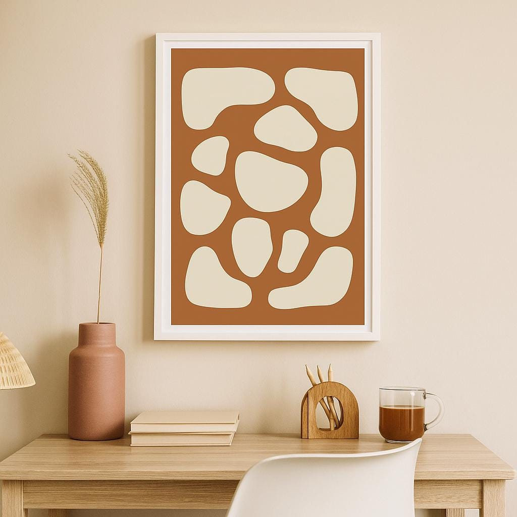 Terracotta Abstract Wall Art Print | Minimalist Organic Shapes Poster ...