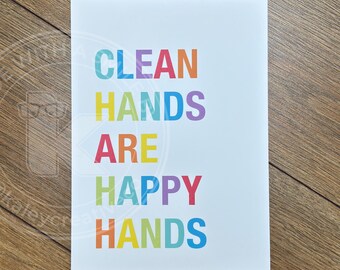 A4 Badezimmer Kunstdruck | Glückliche Hände