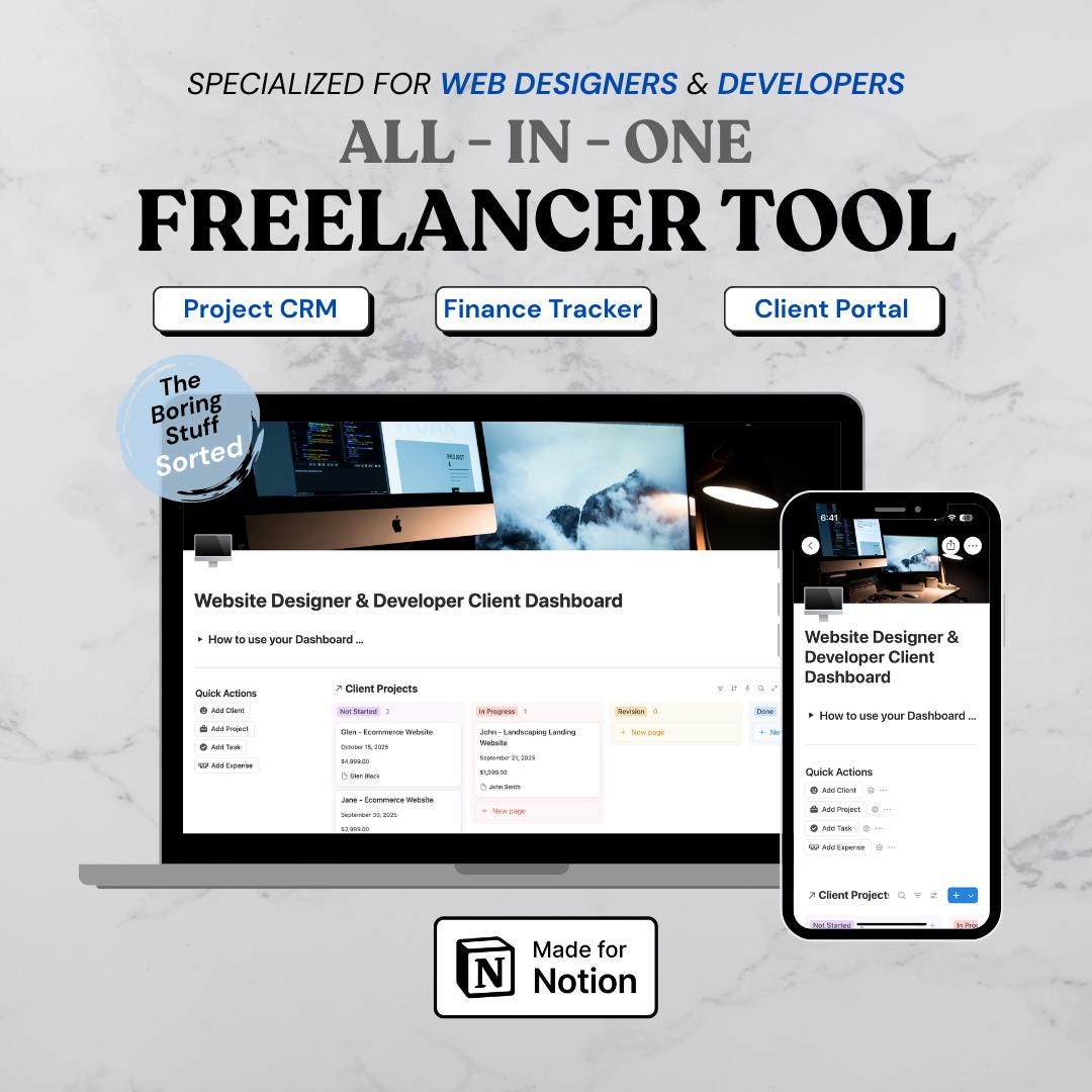 Freelance Notion Template: Client Portal, Project & Finance Tracker - Etsy