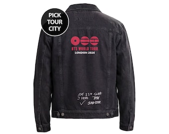BTS 2026 World Tour Jacke | ARIRANG KPOP Merch | Personalisierte gestickte Denim