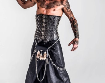 Silver spike male corset