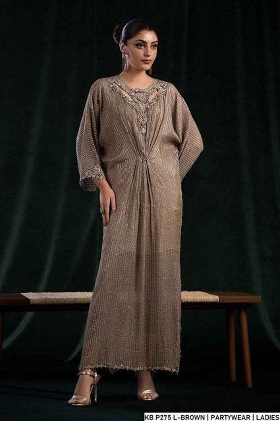 Embroidered Masuri Maxi Dress: Brown Stretch Formal Gown - Etsy Australia