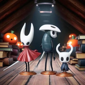 Hollow Knight Figures Set of 3 – Video Game Collectible Toys, Gaming Desk Decor, Gamer Gift, Anime Style Display Figurines