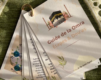 Printable Umrah Guide | Double-sided PDF | Umrah Stage & Supplication Cards | Umrah Dua Reminder Cards | Arabic French Phonetic