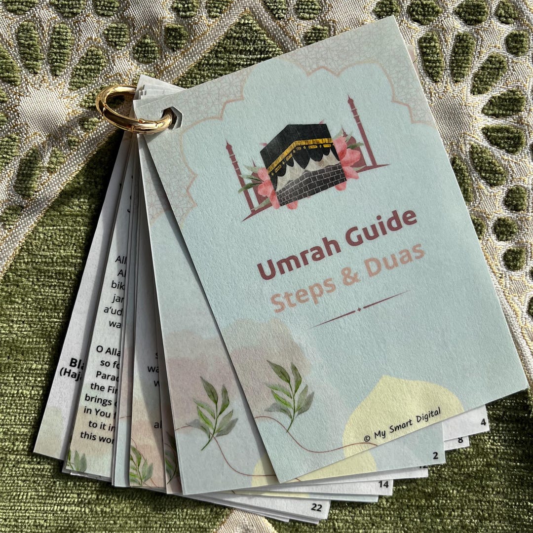 Umrah Guide Printable PDF, Step by Step Umrah Duas Cards, Pocket ...
