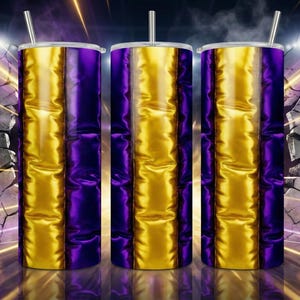 Purple and Gold Puffer Tumbler Wrap PNG | 20oz Skinny Sublimation Design