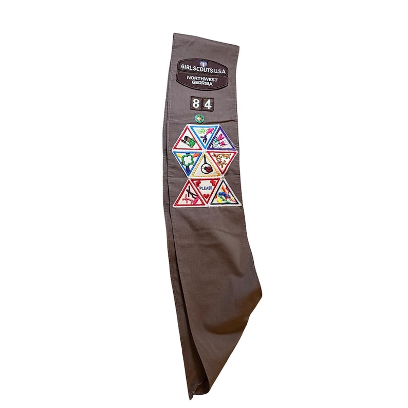 Vintage Girl Scout Brownie Sash Panel Northwest Georgia Troop 84 w/Patches 90s image 1