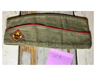 Vintage Boy Scouts of America BSA Garrison Cap Red Piping 60s-70s Size 7-7 1/8 A