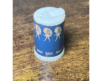 Vintage Papier Salzstreuer Mädchen mit Regenschirm Mini SALT Labeled only No Pepper