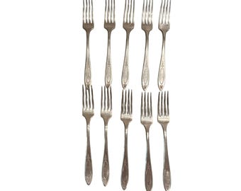 Set of (11) Community Plate (Oneida) ADAM 1917 Silverplate Forks Monogrammed