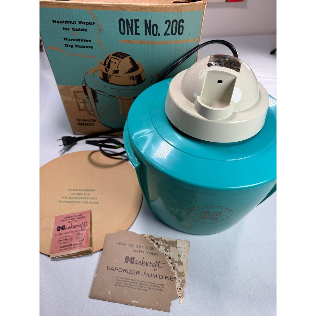 Vintage Hankscraft No 206 Steam Vaporizer Humidifier W/ Box Mid Century ...