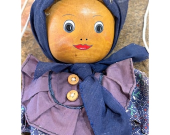 VTG Tellon Wooden Marionette Puppet Folk Doll String Puppet Missing Needle Yarn