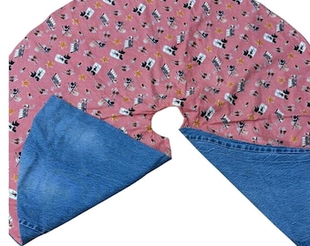 Vintage Handmade Western Cowboy Christmas Tree Skirt Denim Rustic Country