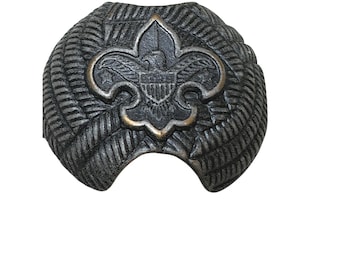 Vintage Boy Scouts of America BSA Neckerchief Slide Fleur De Lis Metal Eagle