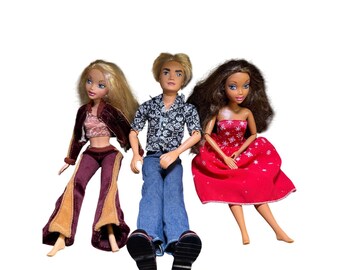 Lot of (3) 1999 Mattel Barbies One Male, Two Female (1 articulating 1 posable)