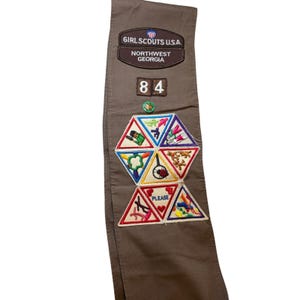 Vintage Girl Scout Brownie Sash Panel Northwest Georgia Troop 84 w/Patches 90s image 2
