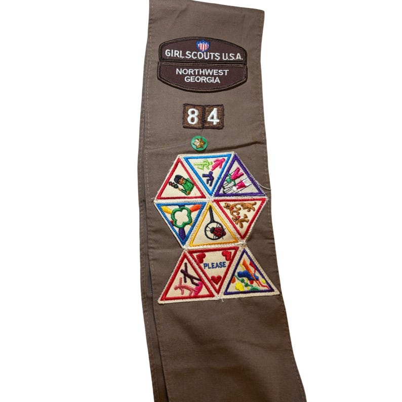 Vintage Girl Scout Brownie Sash Panel Northwest Georgia Troop 84 w/Patches 90s image 2