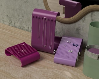 Expositor de joyas STL: soporte para pendientes, collares y anillos • Organizador de joyas imprimible en 3D