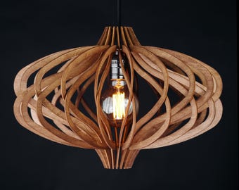 Wooden pendant lamp Orion Walnut, scandinavian lamp, wooden shade, handmade wooden lamp, geometric lamp, modern light, dining laght