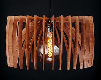 Wooden pendant lamp Solu Mahogany, scandinavian lamp, wooden shade, handmade wooden lamp, geometric lamp, modern light, dining laght