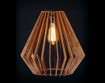 Wooden pendant lamp Crystal Walnut, scandinavian lamp, wooden shade, handmade wooden lamp, geometric lamp, modern light, dining laght