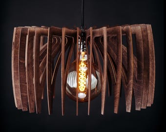 Wooden pendant lamp Solu Rosewood, scandinavian lamp, wooden shade, handmade wooden lamp, geometric lamp, modern light, dining laght