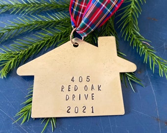 Housewarming gift for new homeowners, Our First Home, New Home, custom Christmas ornament personalized with your address