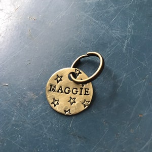 Custom Dog name tag, stars, Dog ID tags, phone number, pets, dogs, cats, gift for pet owner, brass or silver aluminum Bild 11