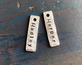 Name charm,  bar charm, 1 inch rectangle tag, name tag, wine charm, word of the year,