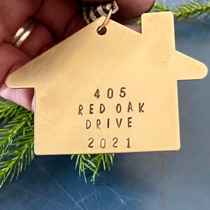 First Christmas, Housewarming gift, New Home, Personalized address,  House ornament, new home, realtor closing, brass, custom, 2024