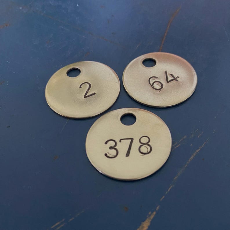 Hand Stamped Number Tag, Aluminum or Brass, Custom Metal Number - Etsy