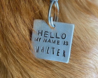 Personalized Dog Tag, Cute, Funny tag for Pet, Hello My Name is tag for dog or cat, pet ID tag