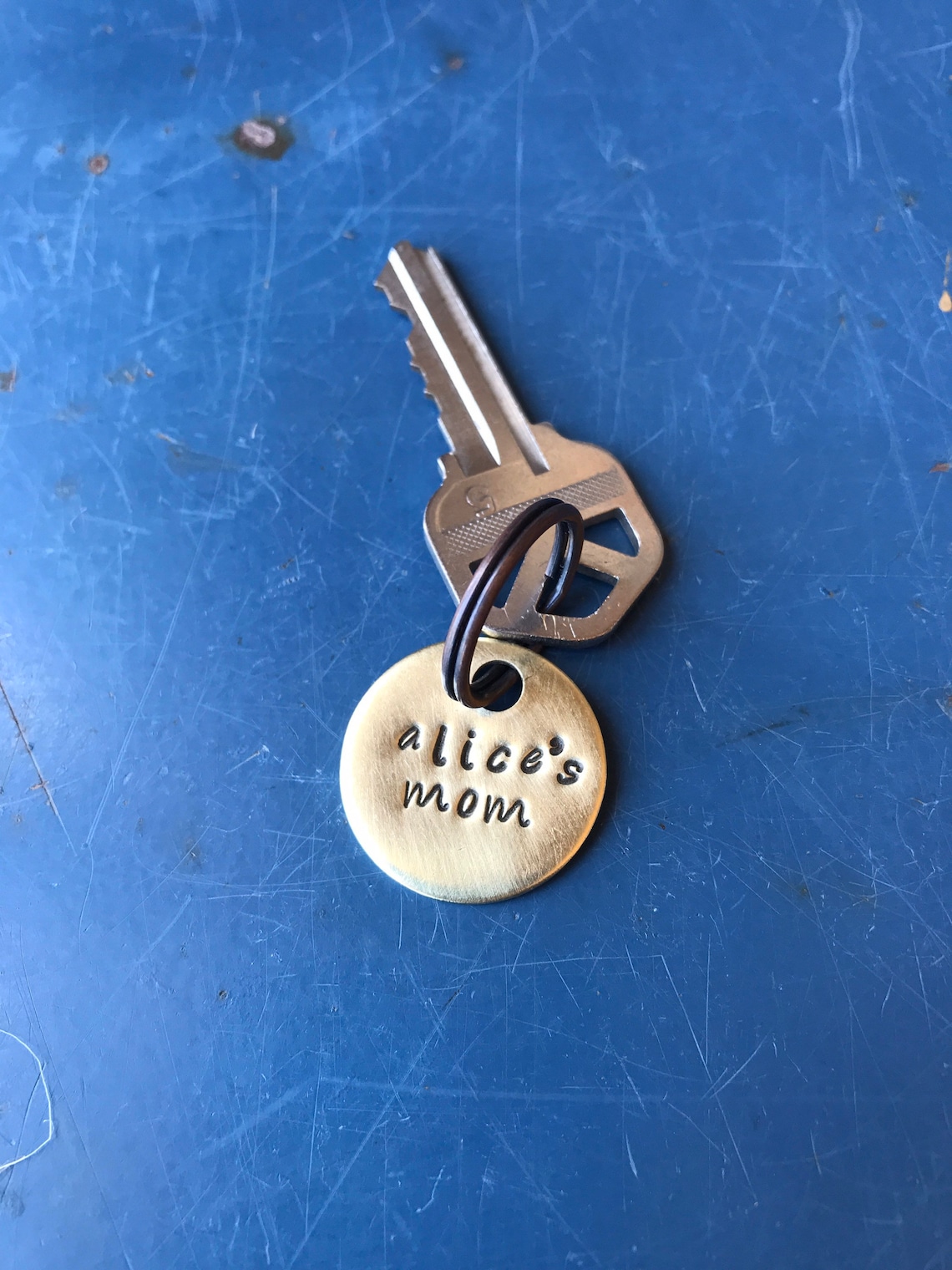 Custom keychain choose your text hashtag round brass Etsy