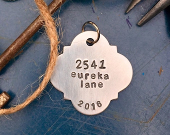 Address tag, key ornament, housewarming gift, charm, DIY, Christmas ornament