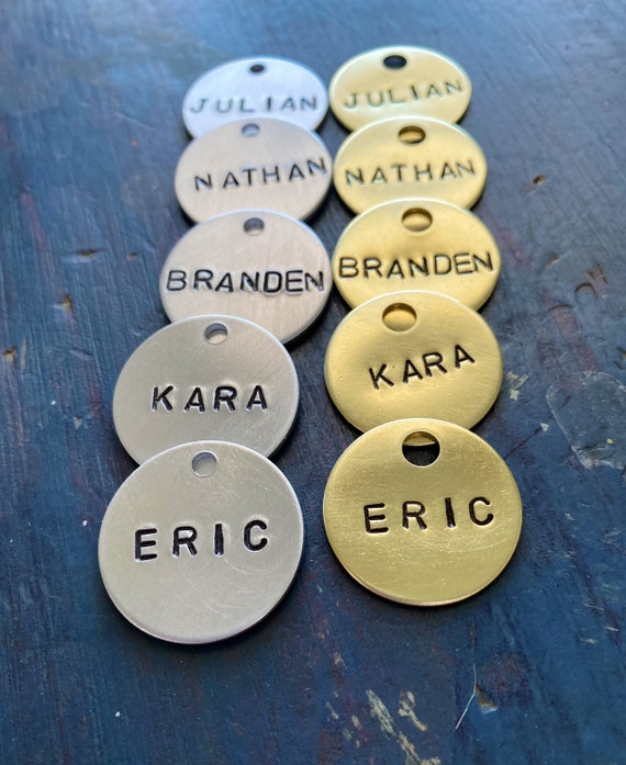 Hand-Stamped Horse Bridle Tag, Brass or Aluminum, Custom Pet ID