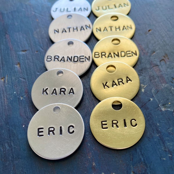 Label your stuff, bridle harness tags for horse tack or pet supplies, your choice silver or brass