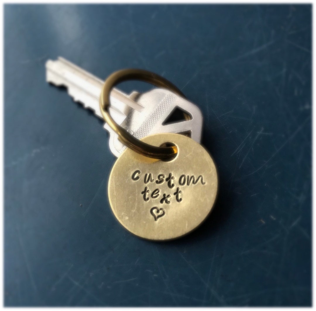 Custom Keychain, Choose Your Text, Hashtag, Round Brass Keyring Etsy