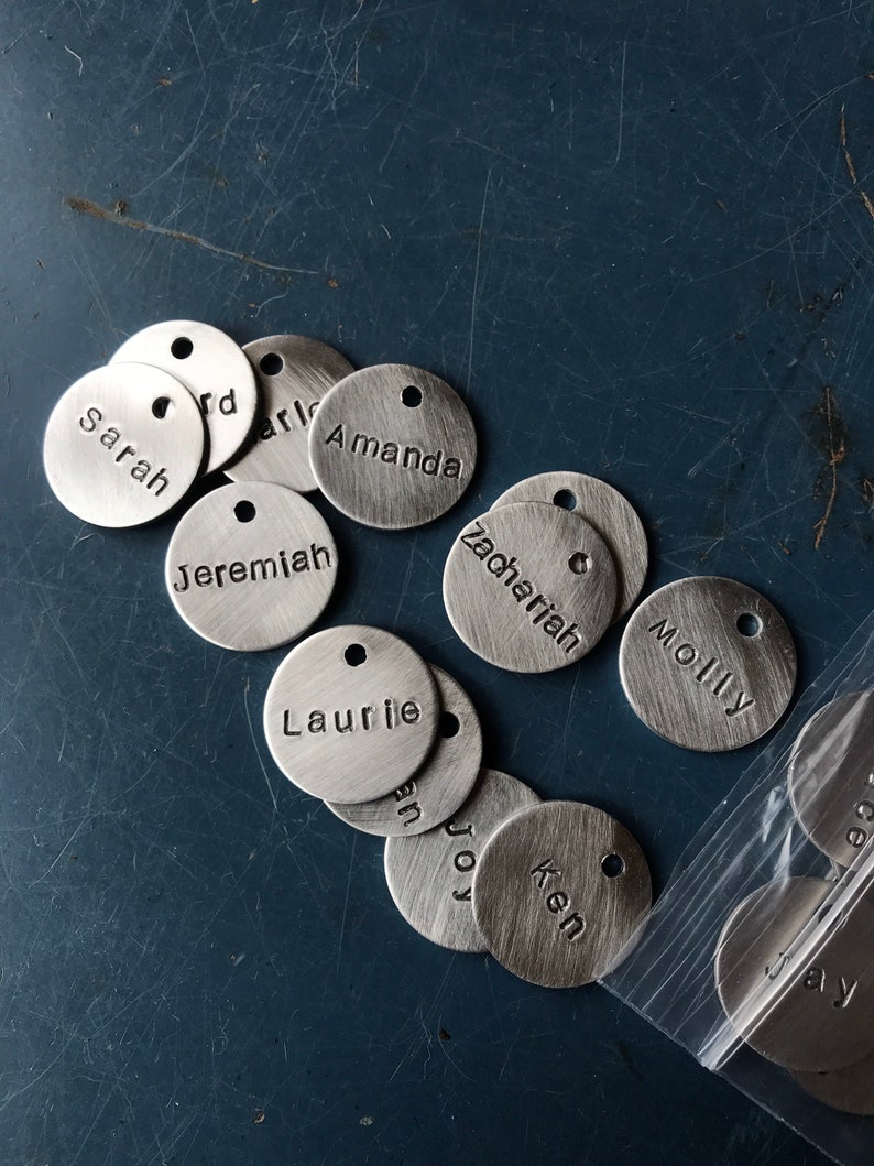 Metal Name Tag Charms Tags Labels Name Tags Hand Stamped Etsy