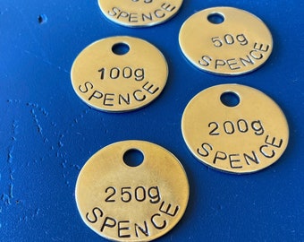 Blanket weight tags, Brass tag for horse supplies, Label your stuff, bridle harness tags for horse tack or pet supplies,