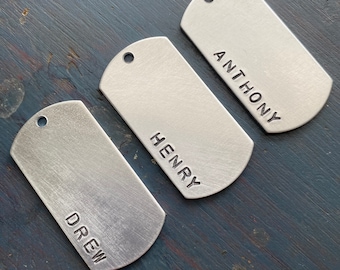 Dog tag, party favor, gift tag, hand stamped, custom name tag