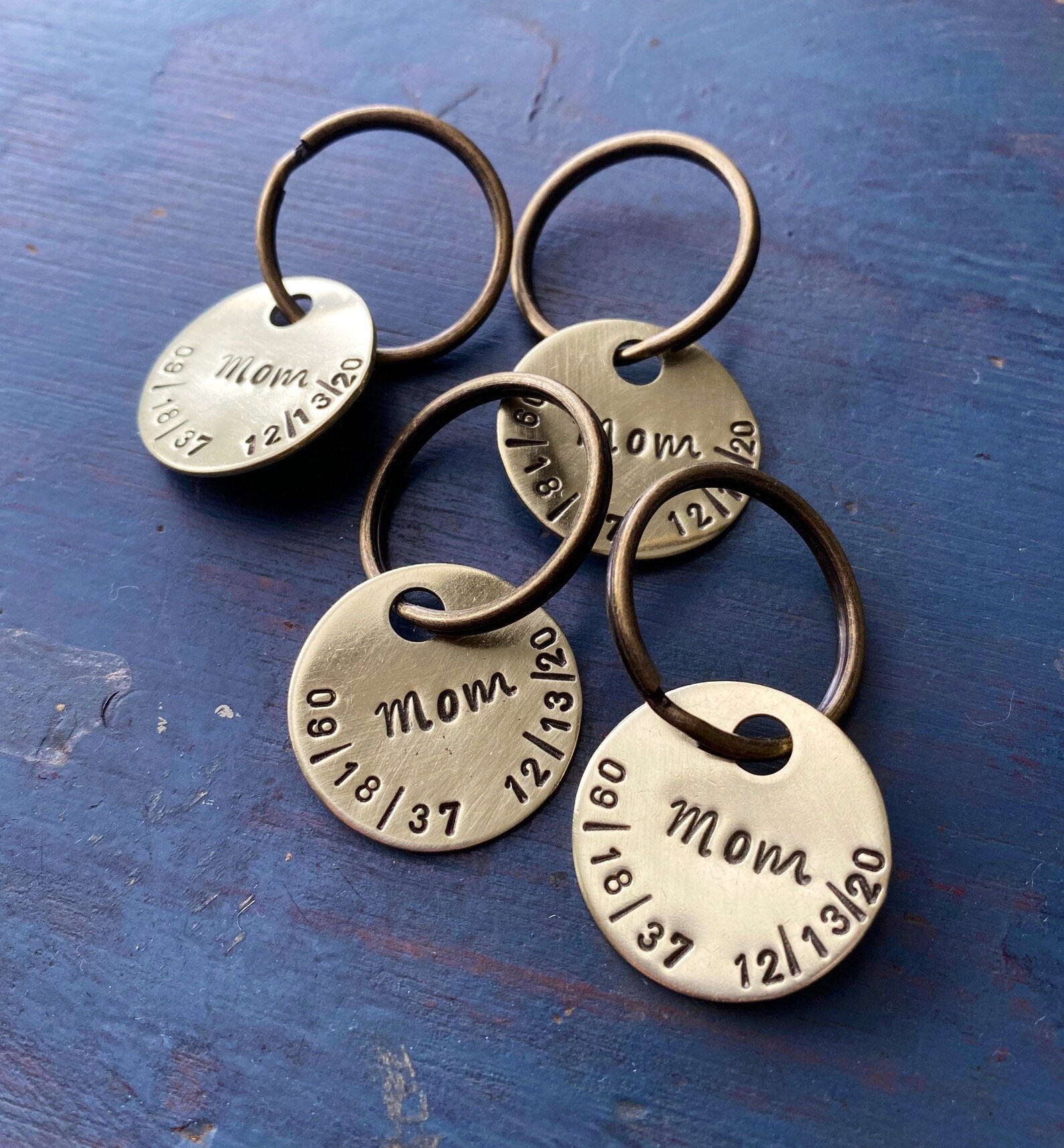 Custom Keychain Choose Your Text Hashtag Round Brass Etsy