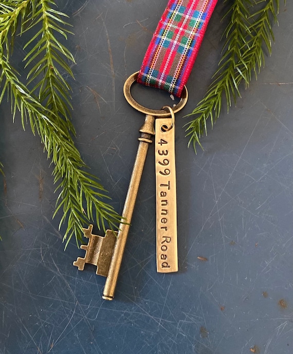 New Home Ornament, Housewarming gift, hostess gift, realtor, New House, Address Key, personalized, First Christmas, Key for Santa