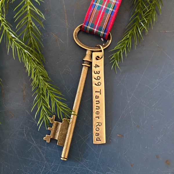 New Home Ornament, Housewarming gift, hostess gift, realtor, New House, Address Key, personalized, First Christmas, Key for Santa