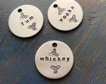 Tags, Charms, Name tags, favors, party decor, personalized tag, hand-stamped name