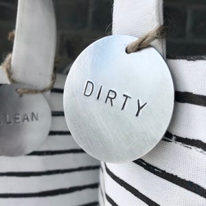 Dirty or Clean tags, Organize your laundry, Label your stuff, custom metal tags