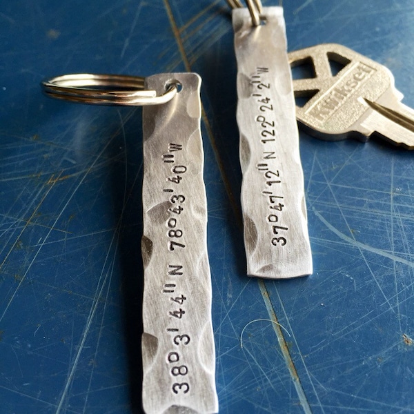 Coordinate keychain, Where our Hearts Collided, GPS coordinates, graduation, latitude, longitude, coordinates, keychain