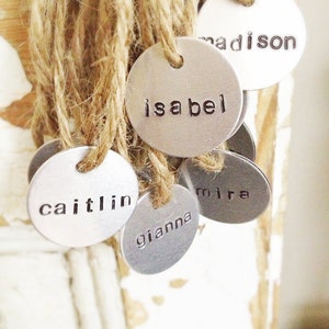 Metal Name Tag, Charms, Tags, Labels, name tags, hand stamped charms, engraved, label things, tag stuff