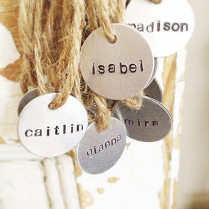 Name tag, Charms, Tags, Labels, name tags, hand stamped charms